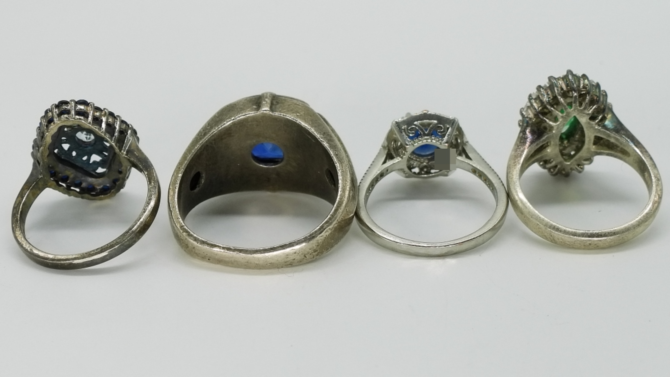 4 Vintage Sterling Gemstone Rings