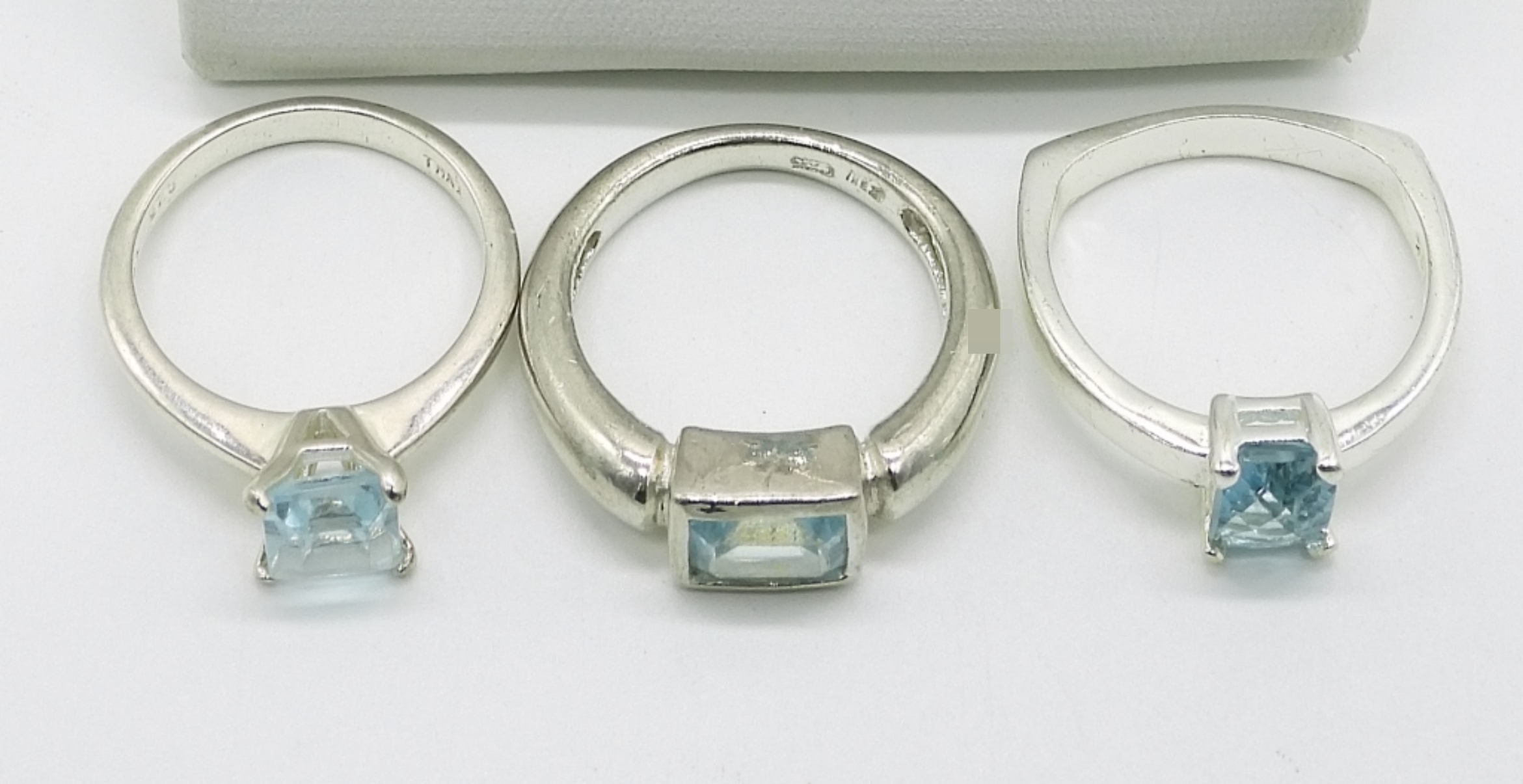 4 Piece Sterling, Blue Topaz Rings & Necklace