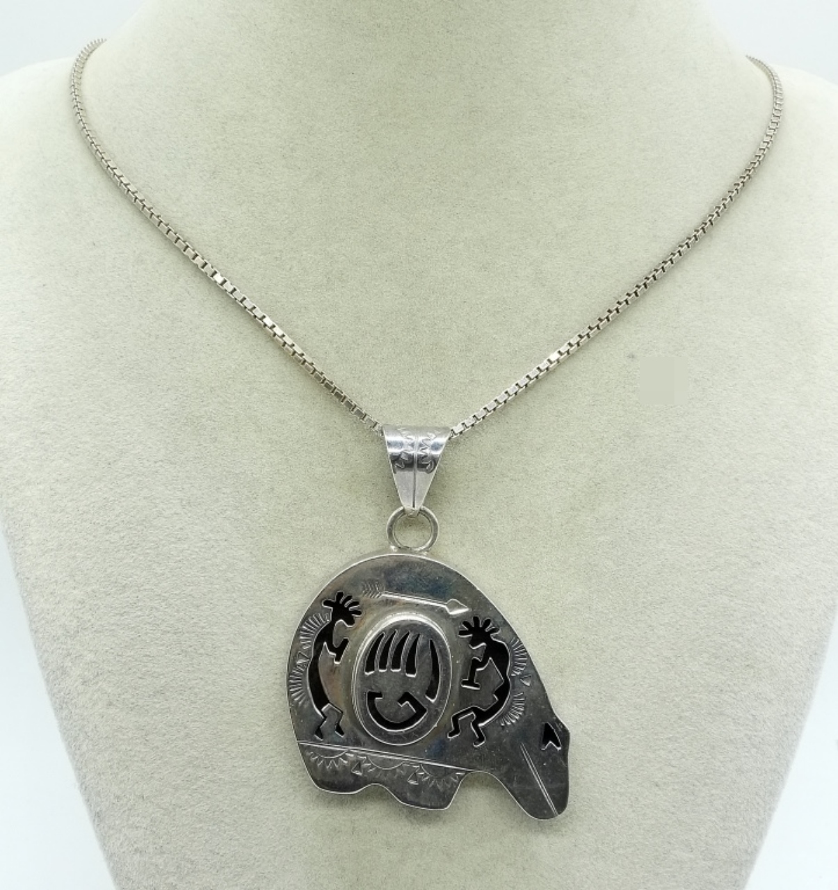 Large Bear Pendant & Chain, Sterling