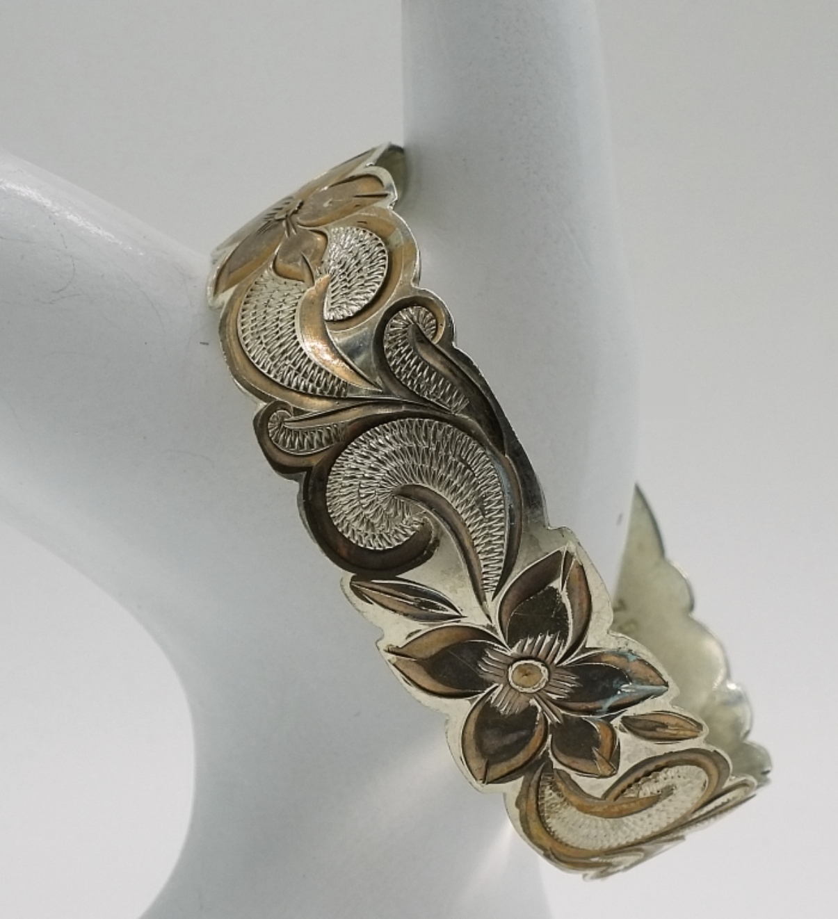 Sterling & Rose Gold Tone Bangle Bracelet