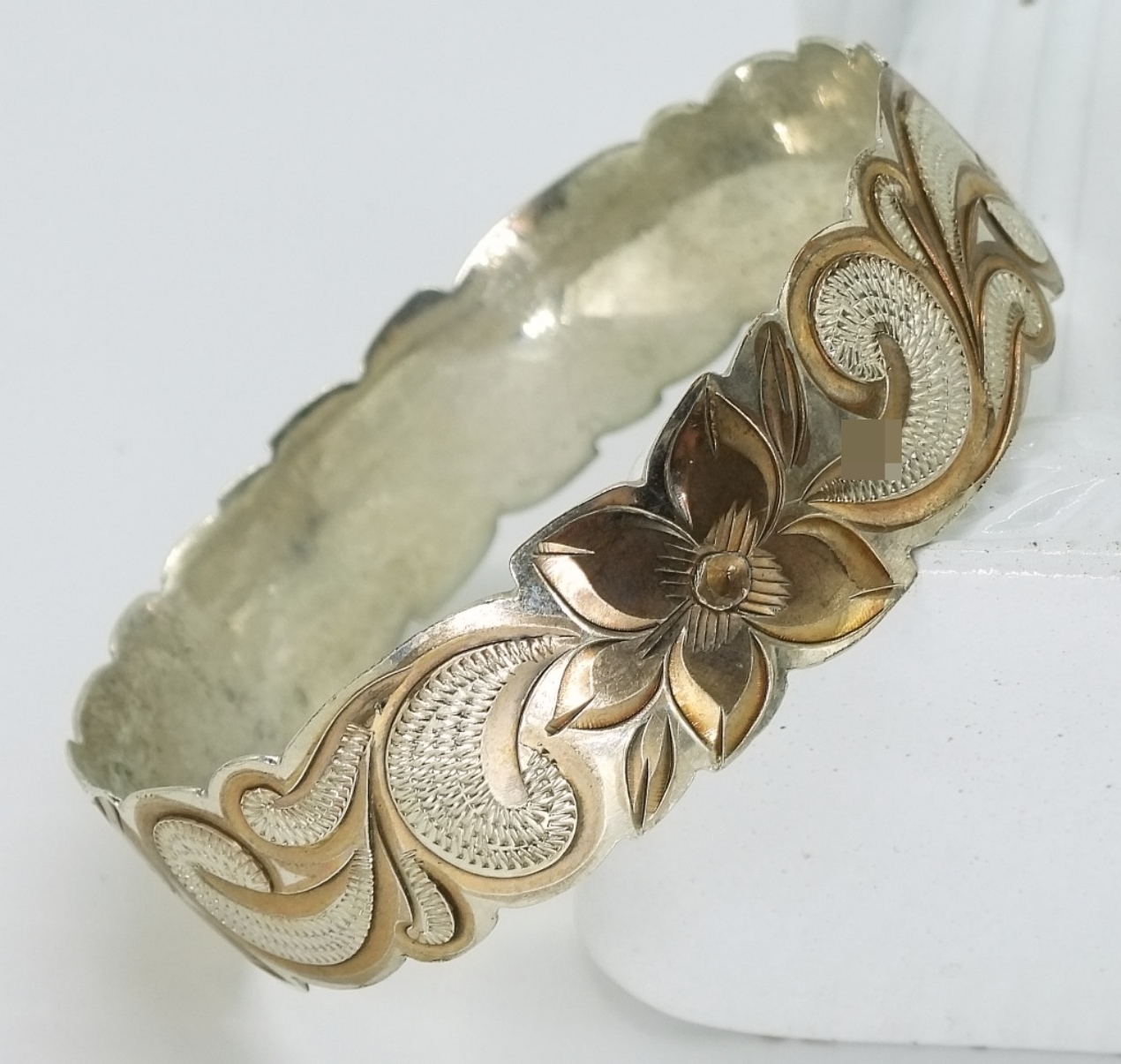 Sterling & Rose Gold Tone Bangle Bracelet