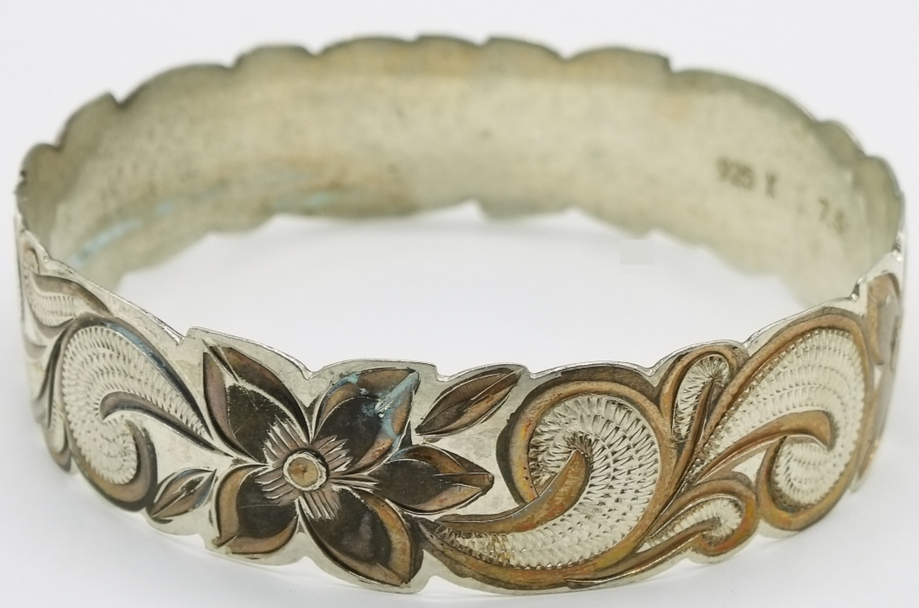 Sterling & Rose Gold Tone Bangle Bracelet