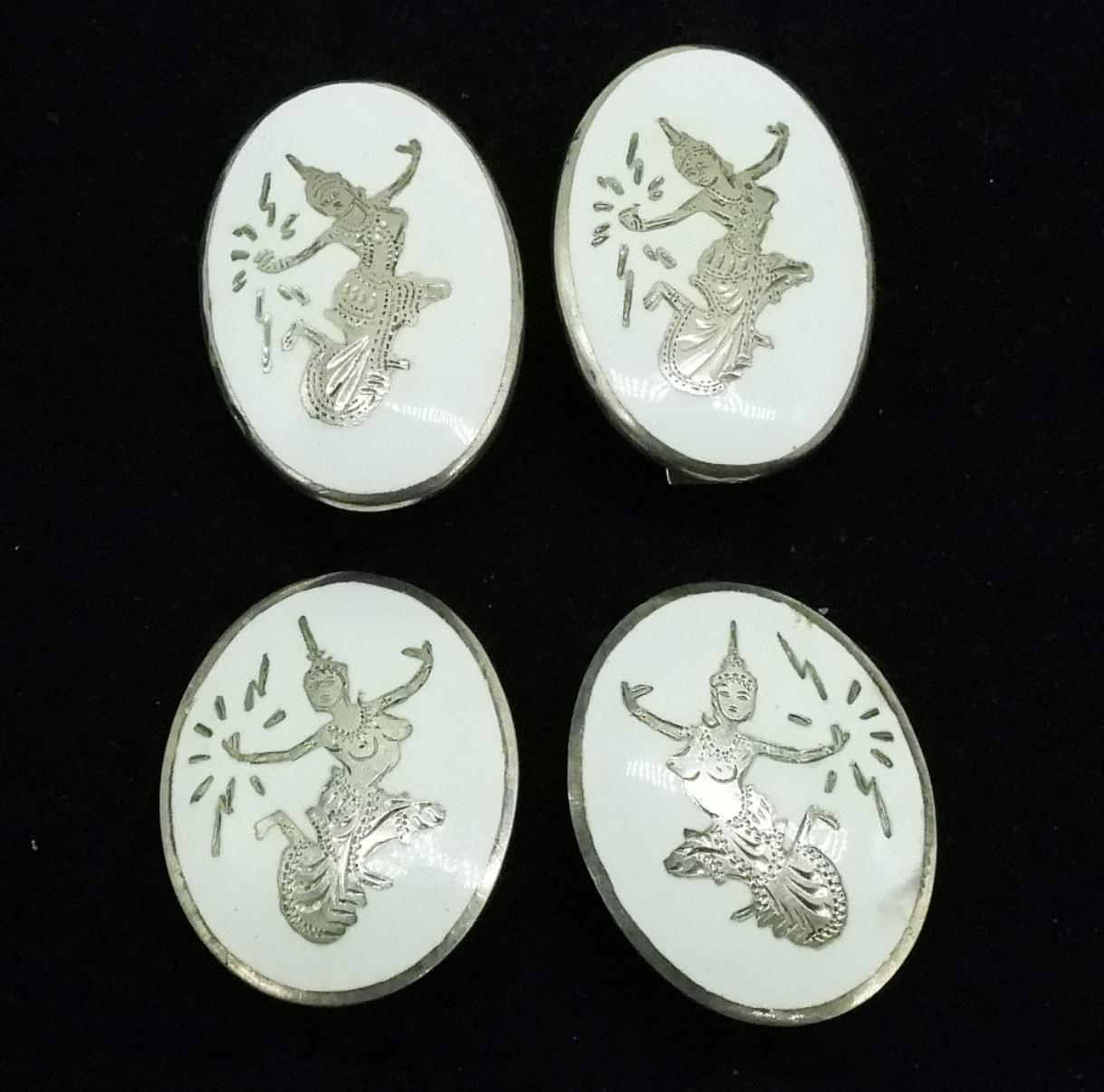 2 Pair White Siam Sterling Earrings