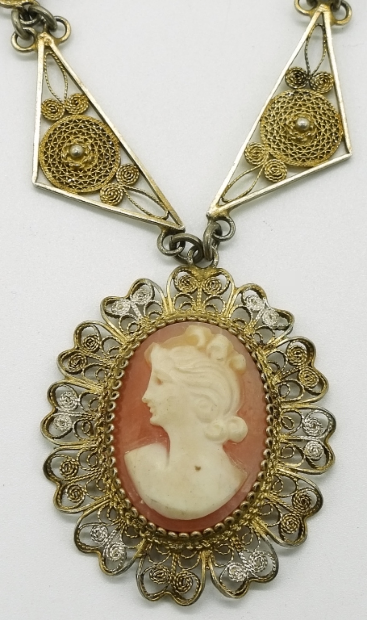 900 Silver, Cameo Necklace for Repair