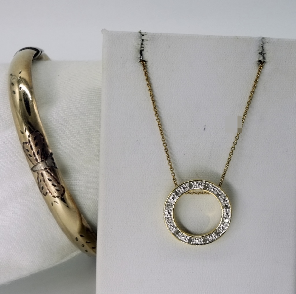 Gold Tone Sterling Circle Pendant Necklace