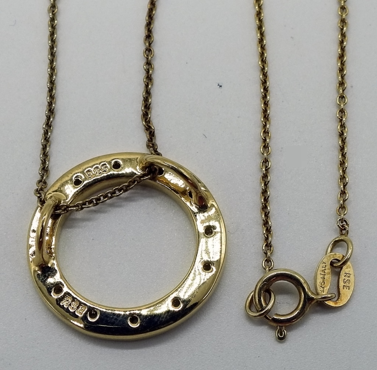 Gold Tone Sterling Circle Pendant Necklace