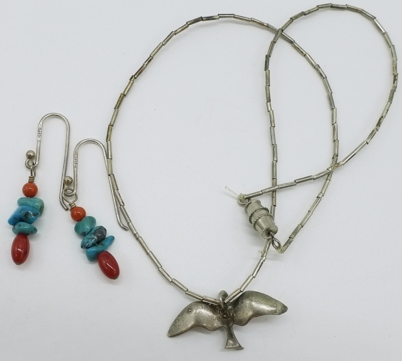 Liquid Sterling Necklace & Turquoise Earrings