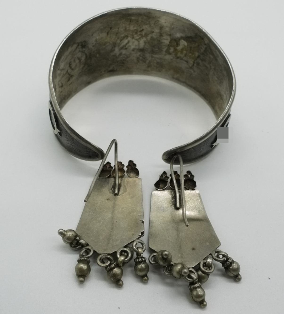 800 Silver Cuff Bracelet & Earrings