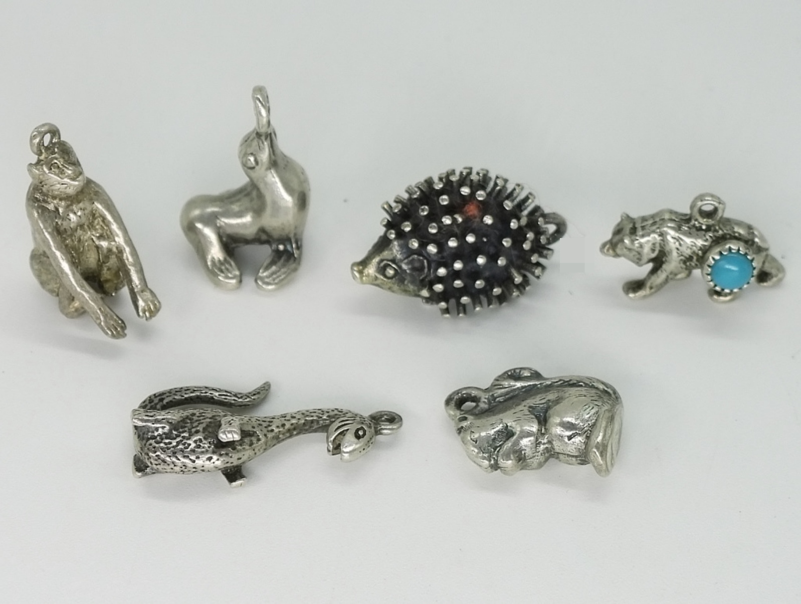 6 Vintage Sterling Animal Charms