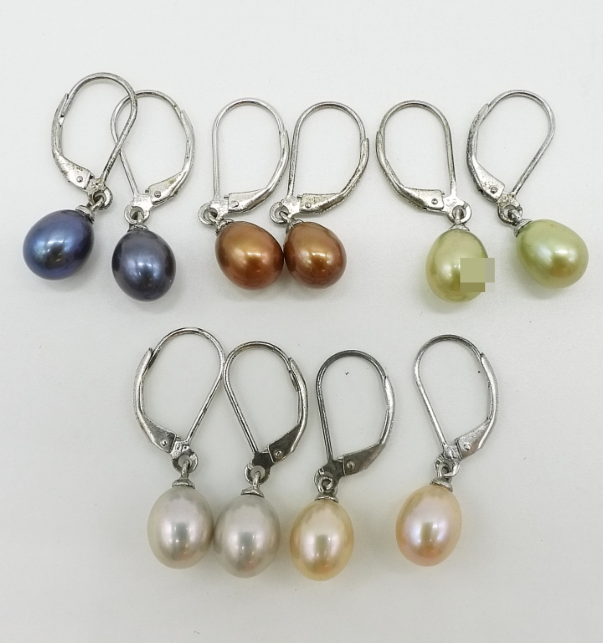 Five Pearl Drop Earring Pairs, Sterling