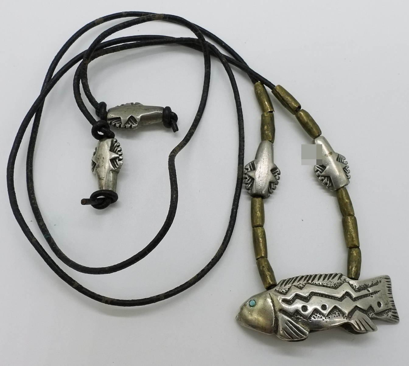 Sterling Fish Pendant Bolo Necklace