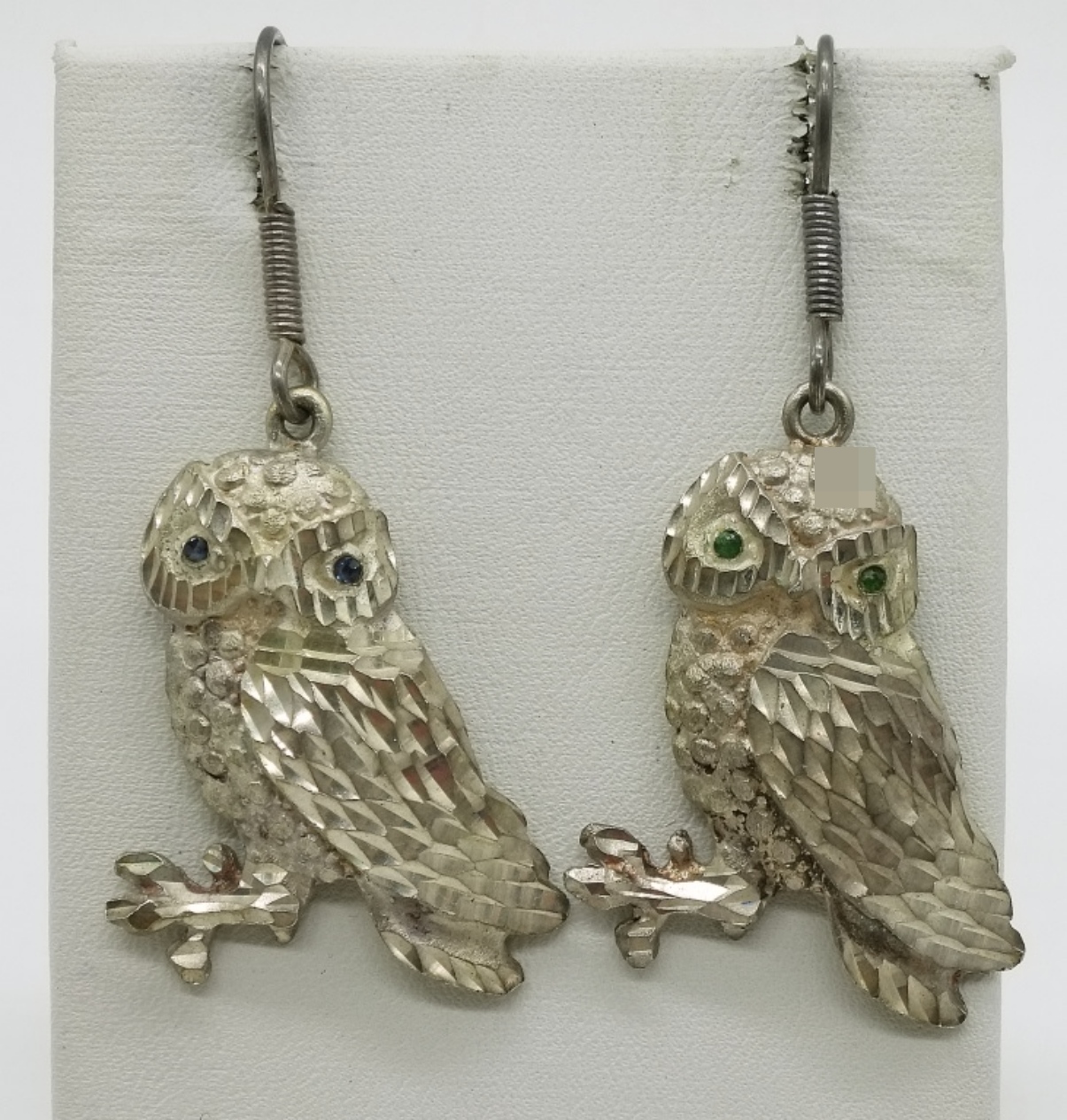 Taxco Sterling Owl Pierced Earrings