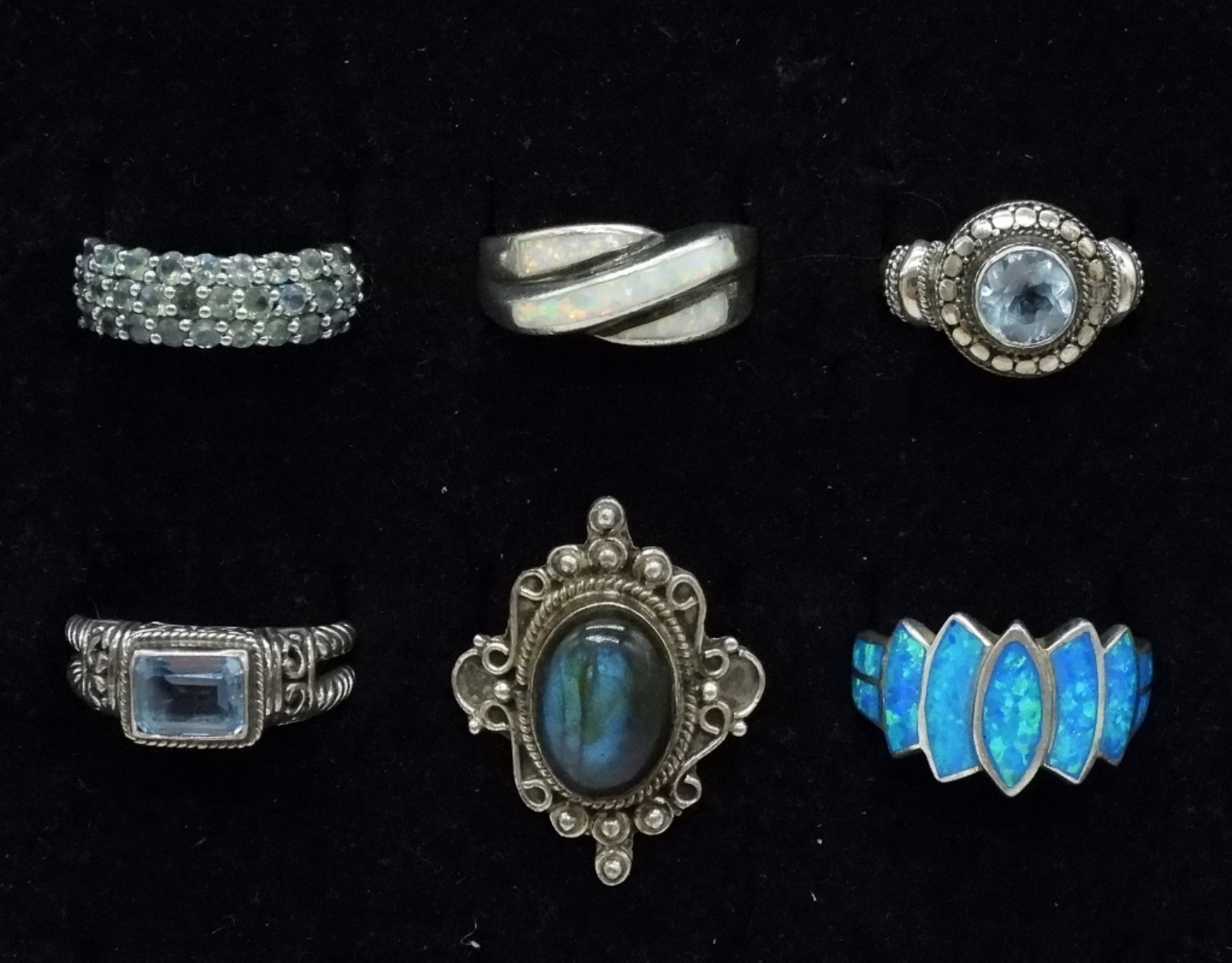 Six Stunning Sterling Gemstone Rings