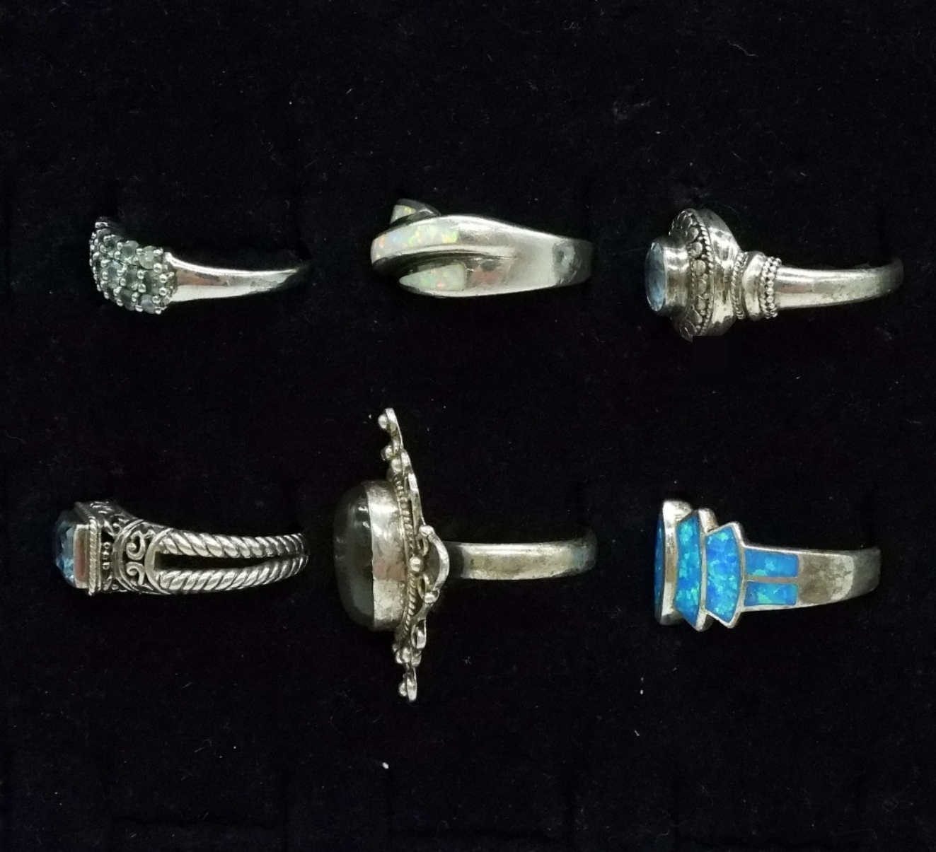 Six Stunning Sterling Gemstone Rings