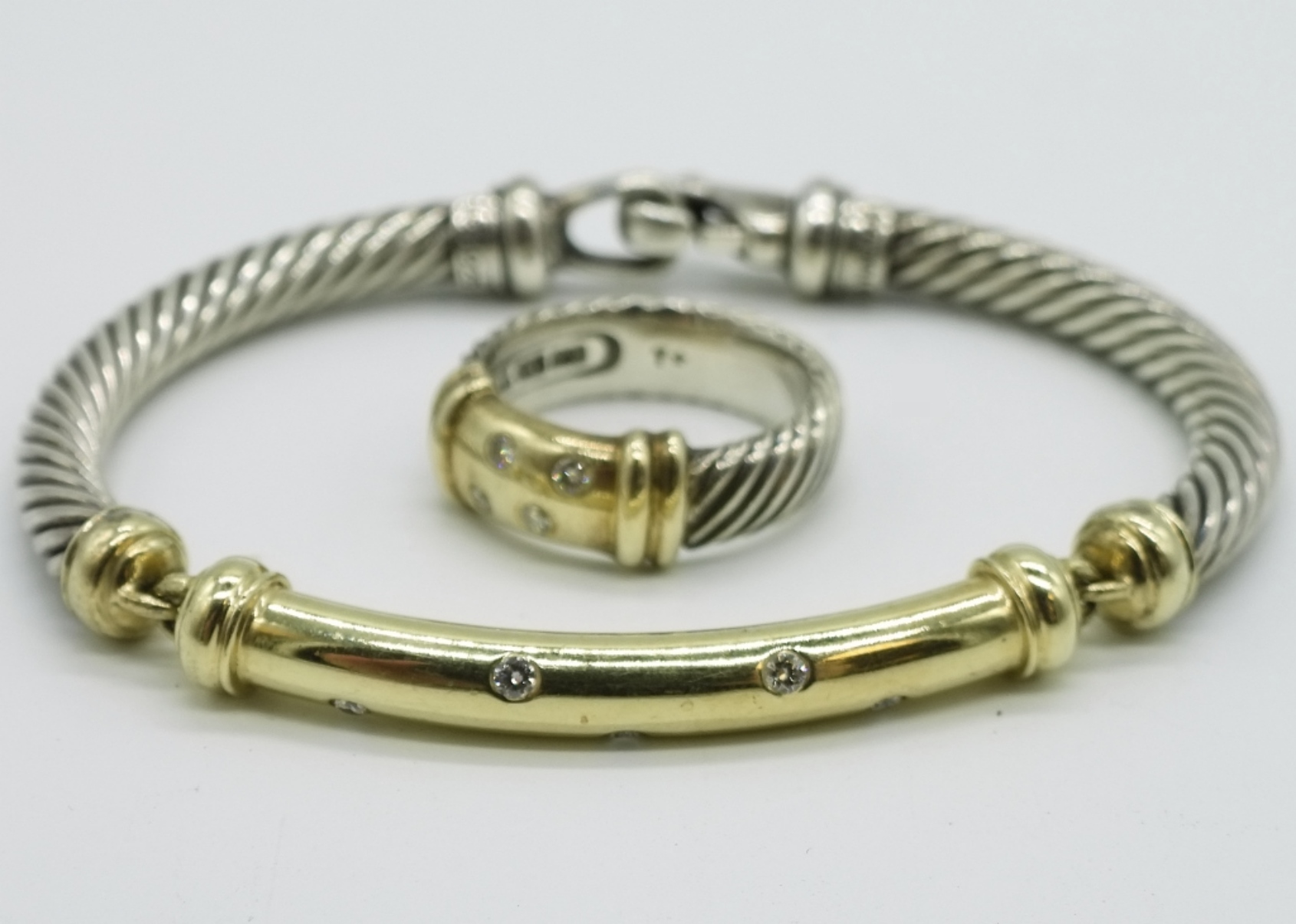 David Yurman Sterling, 14K Bracelet & Ring