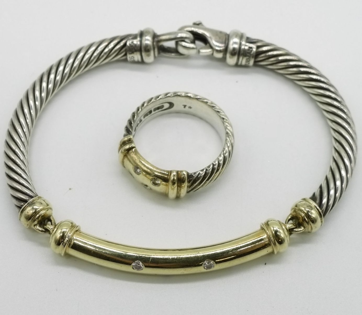 David Yurman Sterling, 14K Bracelet & Ring