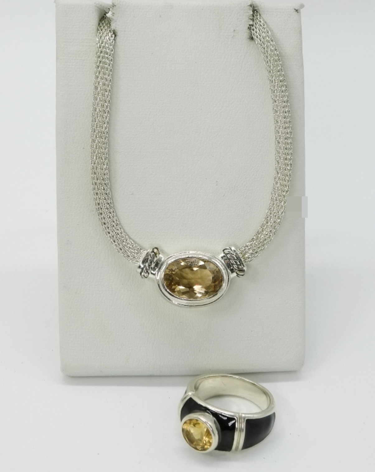 Sterling Citrine Necklace & Ring, Espo