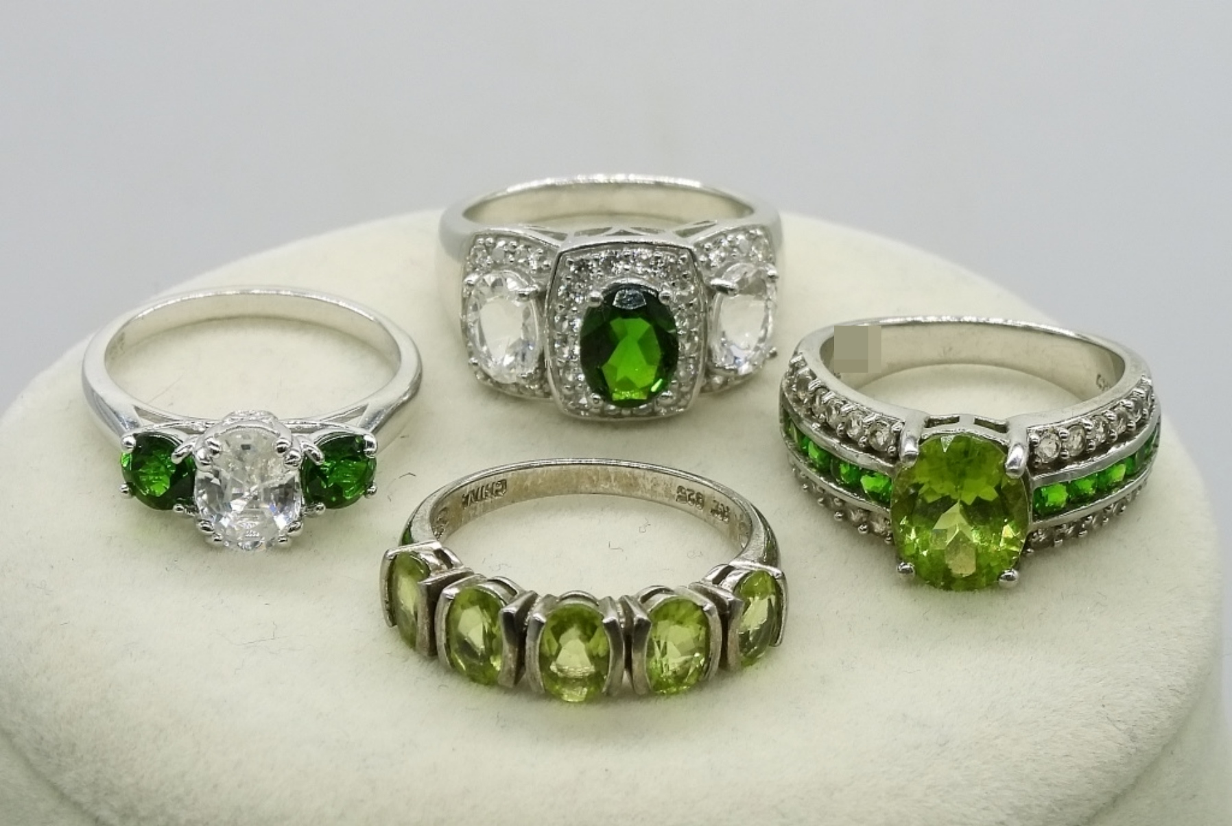 Sterling Green Stone Jewelry Lot, 6 Pieces