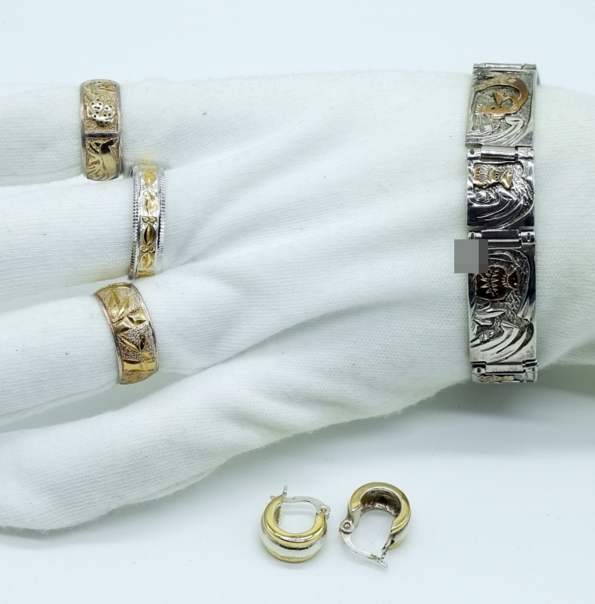 Sterling Silver Mixed Lot, Gold Accents