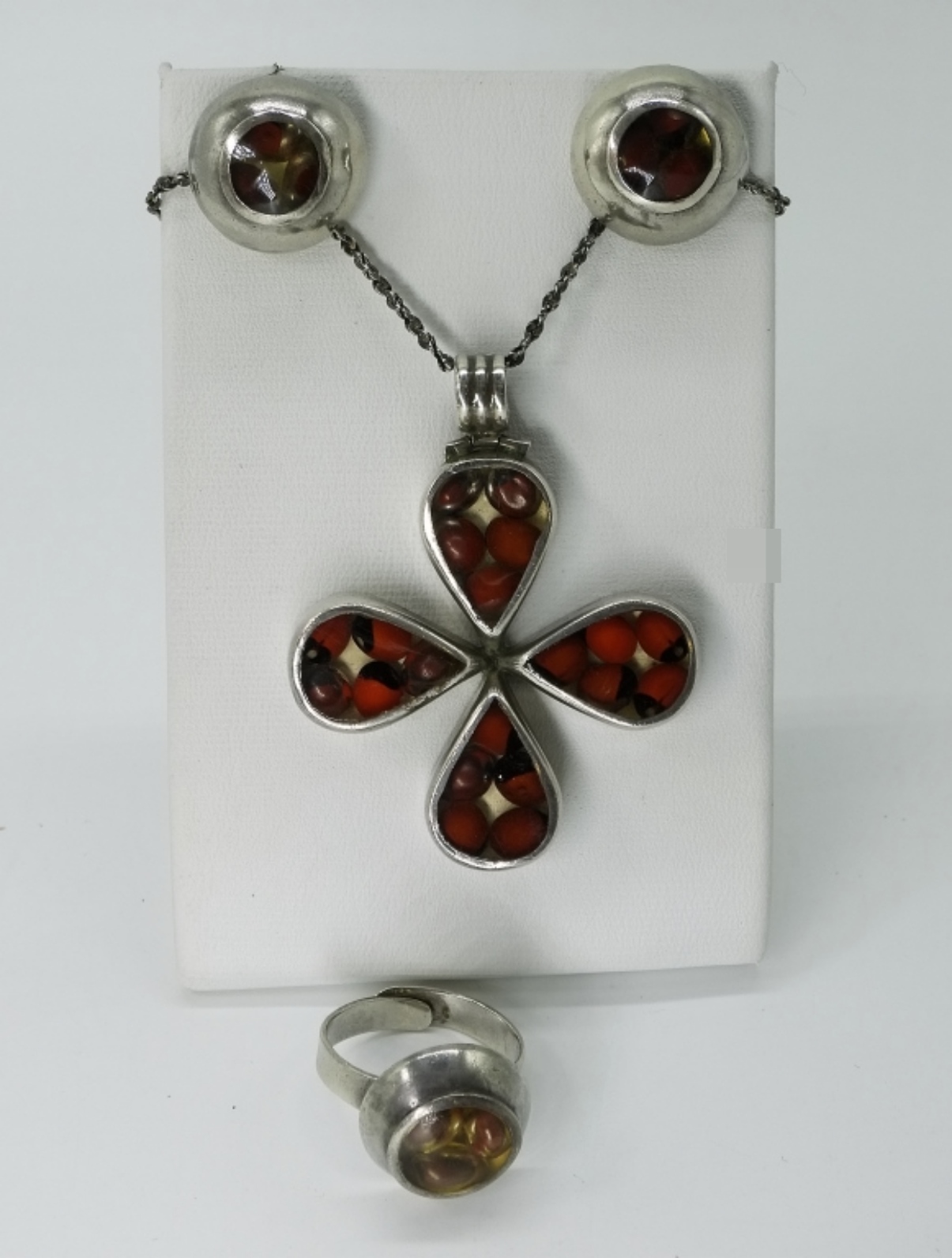 Sterling Huayrura Seed Jewelry Set, 950 & 925