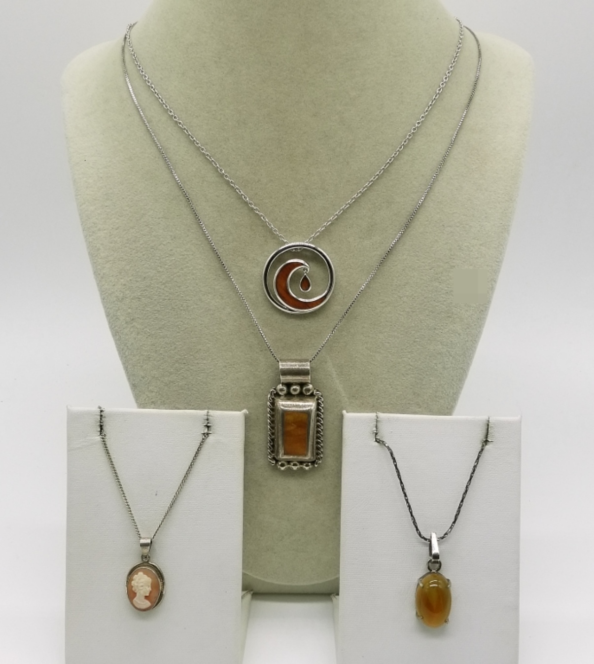 Four Sterling Gemstone Fashion Necklaces