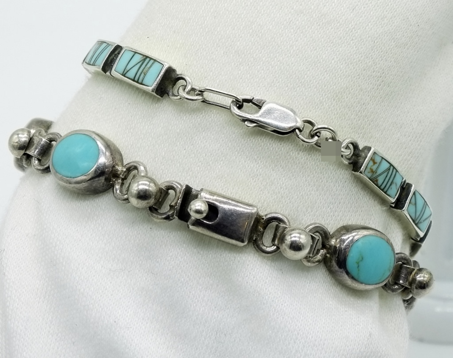 Two Sterling Turquoise Bracelets, Mexico