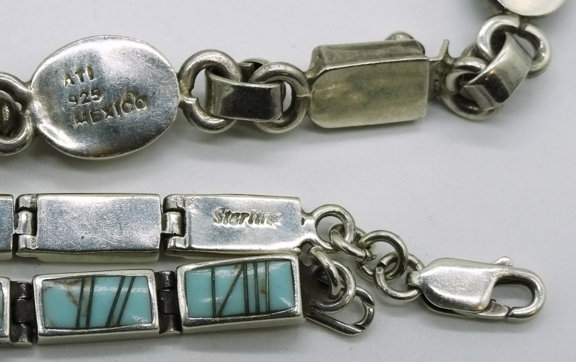 Two Sterling Turquoise Bracelets, Mexico
