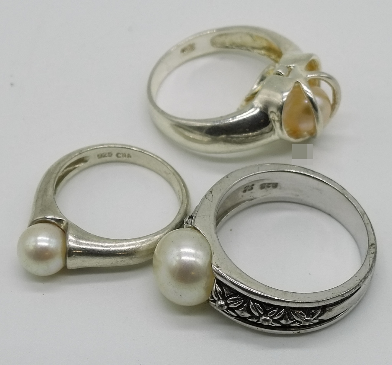 Sterling Silver Pearl Ring and Earring Set