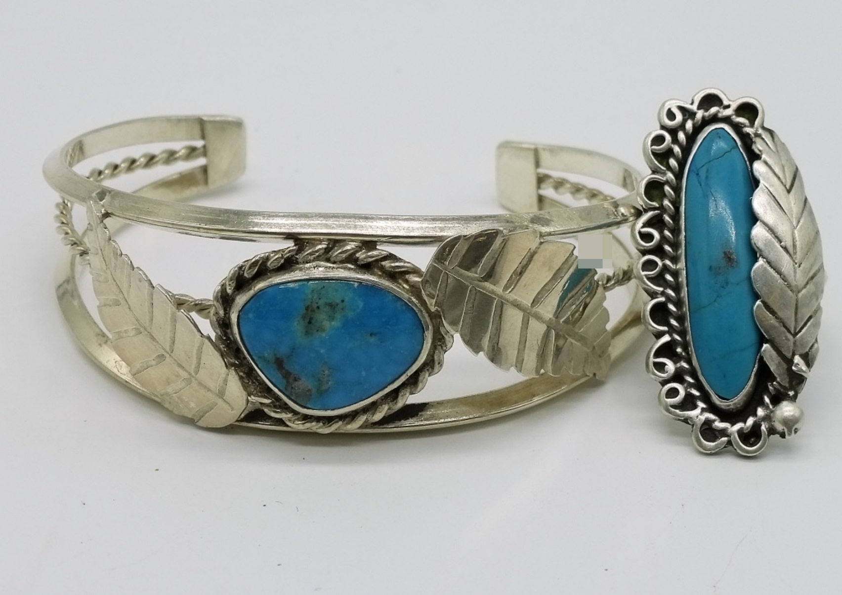 Sterling Turquoise Ring & Cuff Bracelet Set