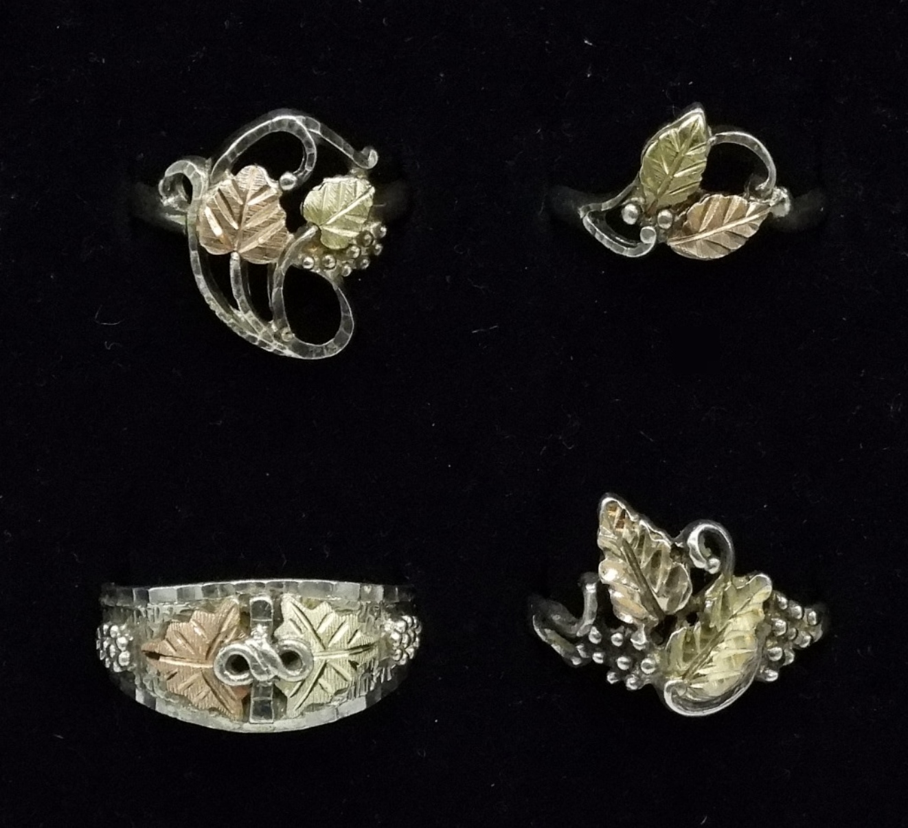Four Sterling & 10K Rings