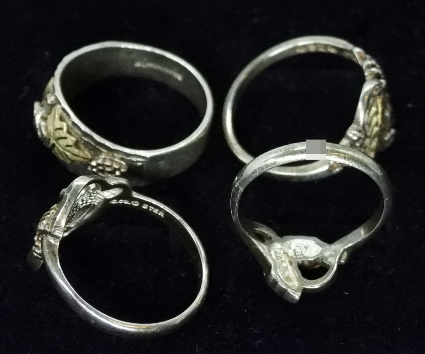 Four Sterling & 10K Rings