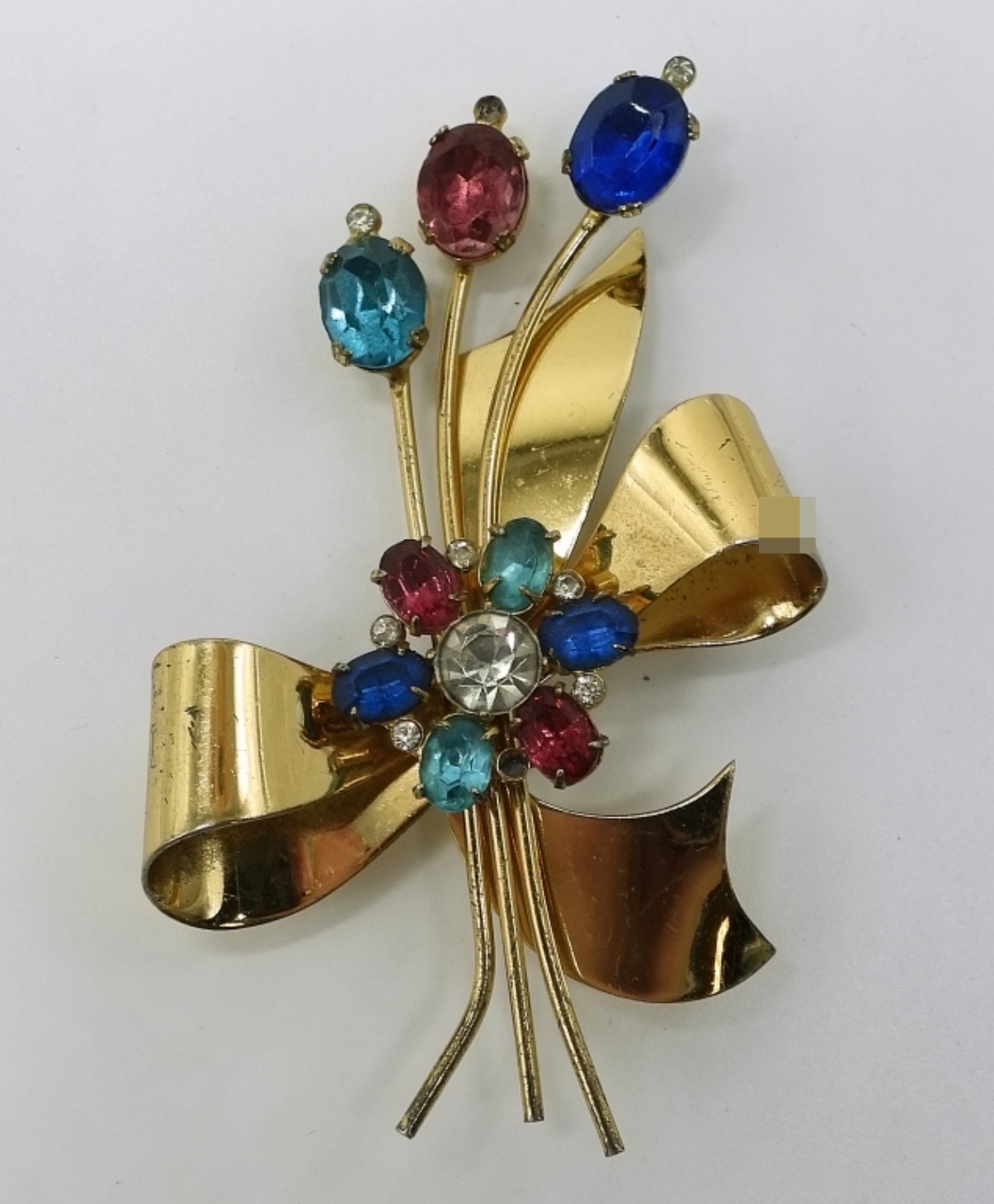 Coro Sterling Gold-Tone Rhinestone Brooch