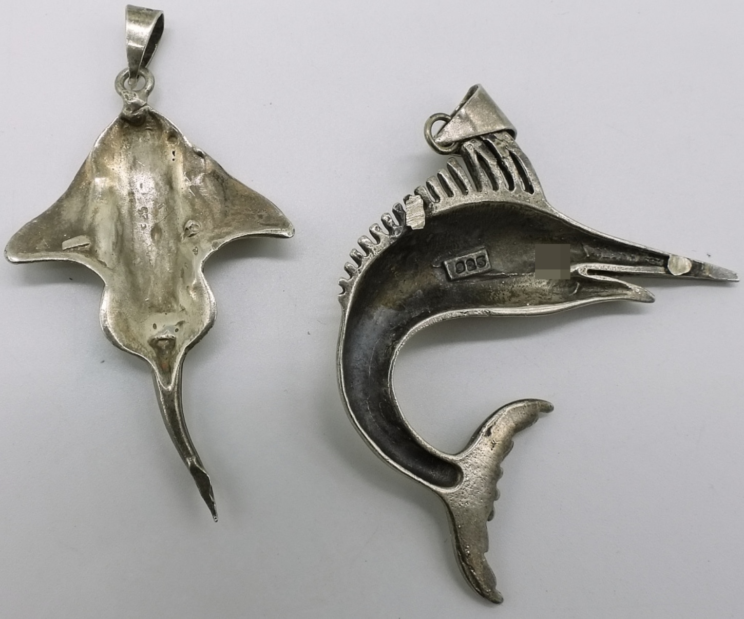 Sterling Silver Swordfish & Stingray Pendants