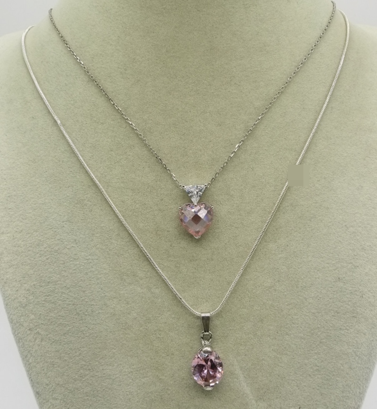 Two Sterling Pink CZ Necklaces