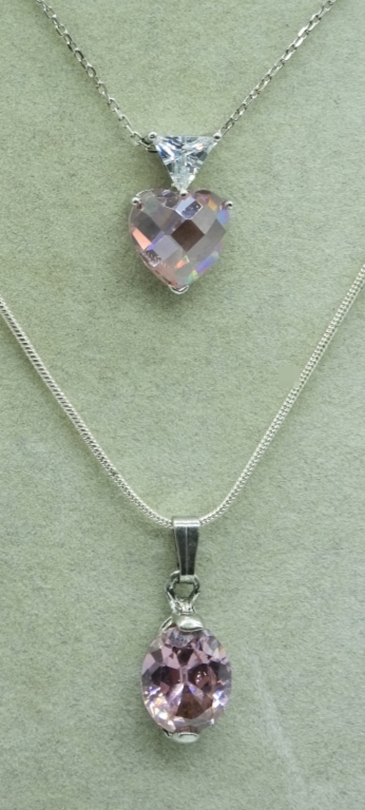 Two Sterling Pink CZ Necklaces