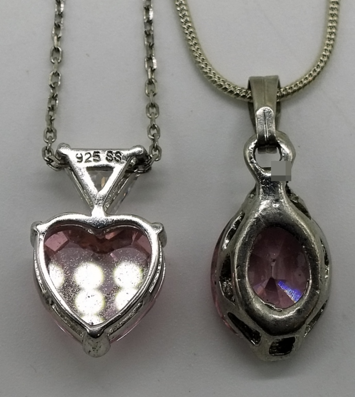 Two Sterling Pink CZ Necklaces
