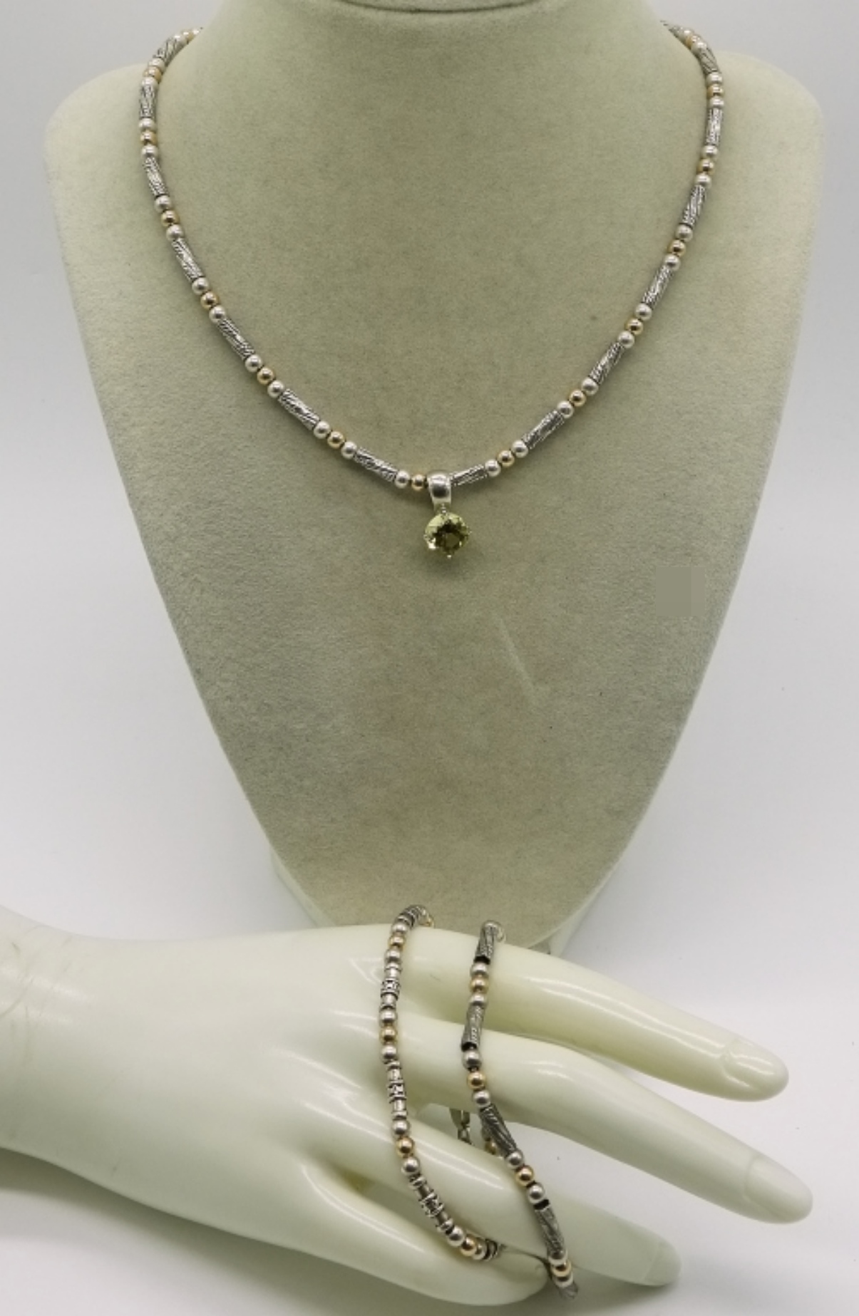 Sterling Beaded Necklace and Bracelets