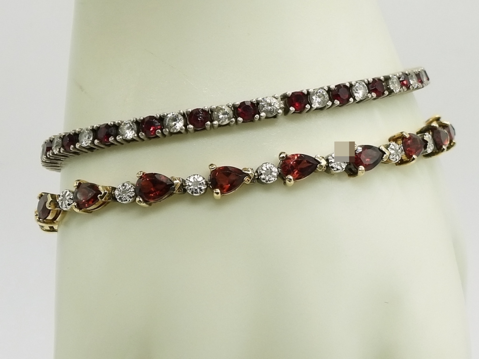 2 Sterling Garnet Bracelets