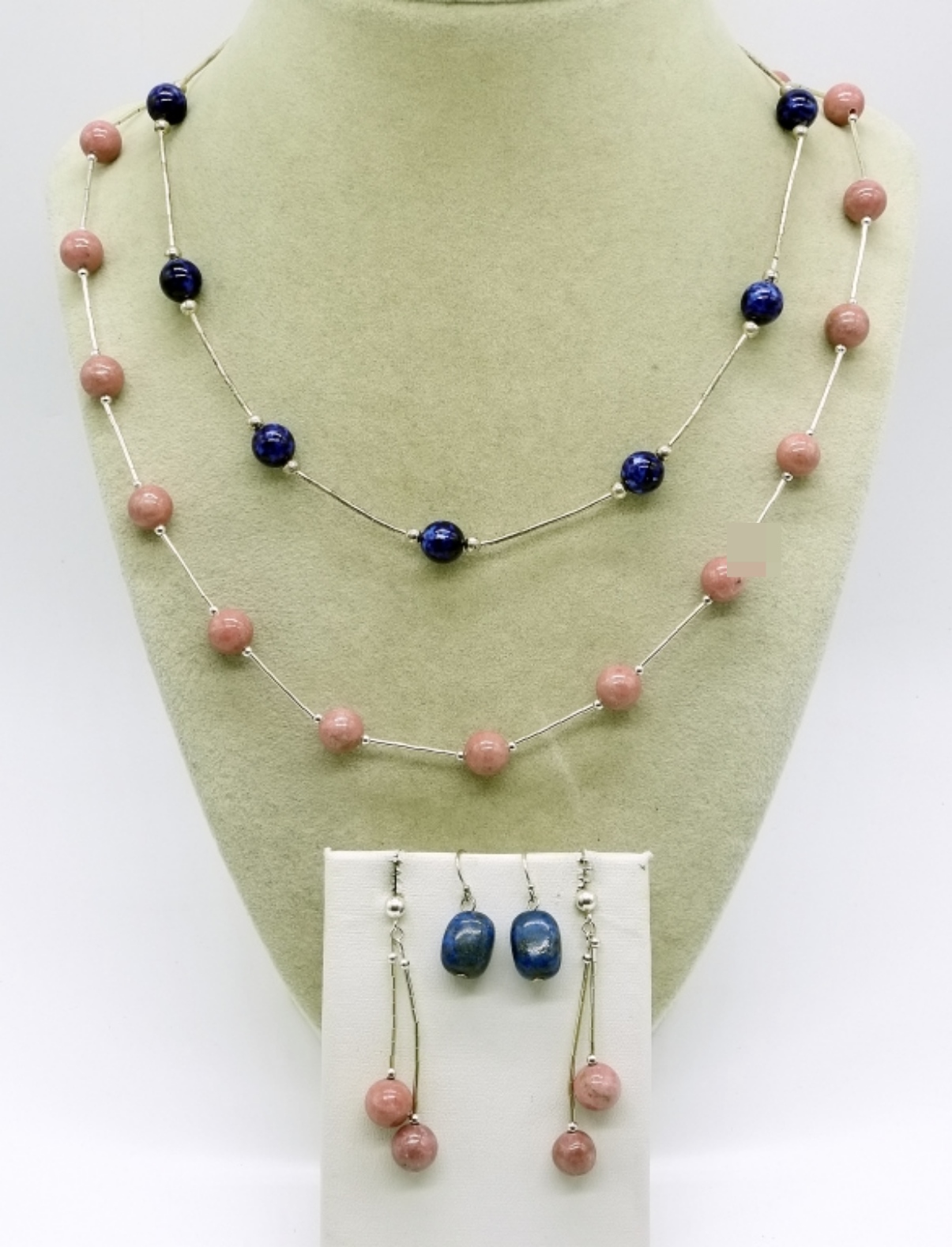 Sterling Lapis Lazuli & Tourmaline Necklaces