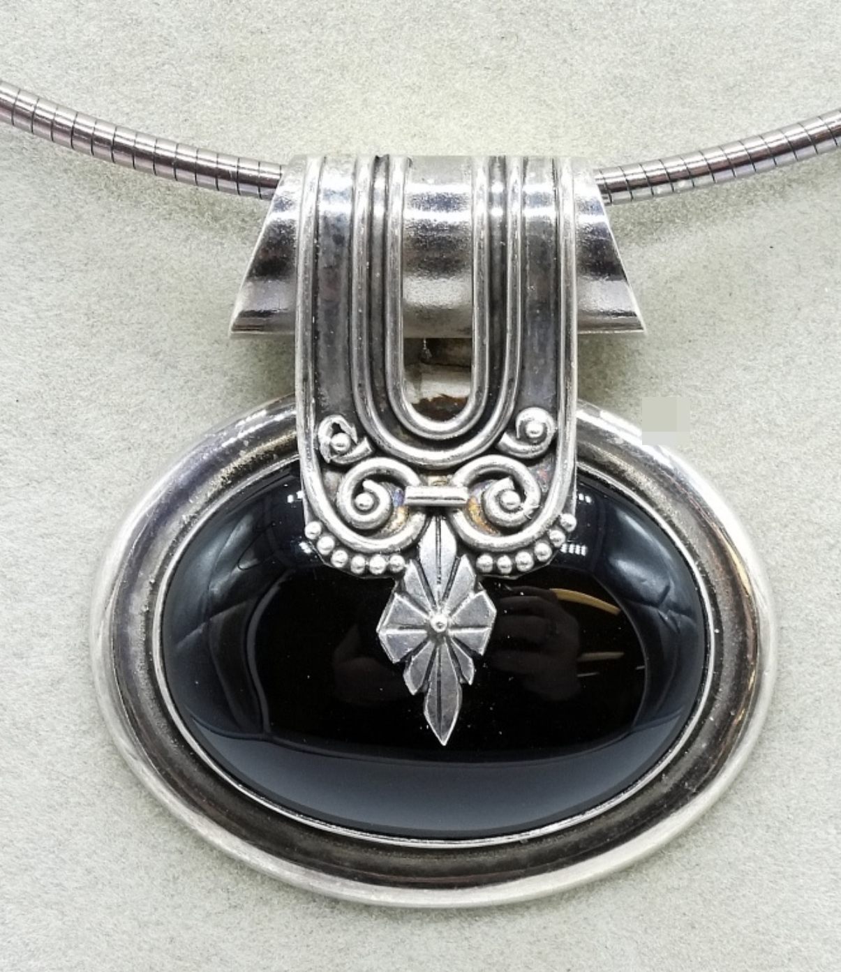 Sterling Silver Black Onyx Pendant Necklace