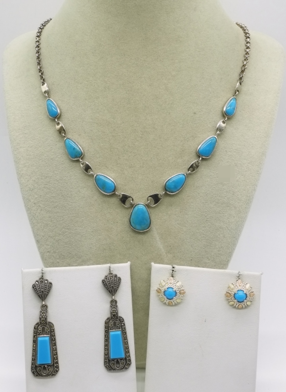 Sterling Turquoise Necklace and Earrings