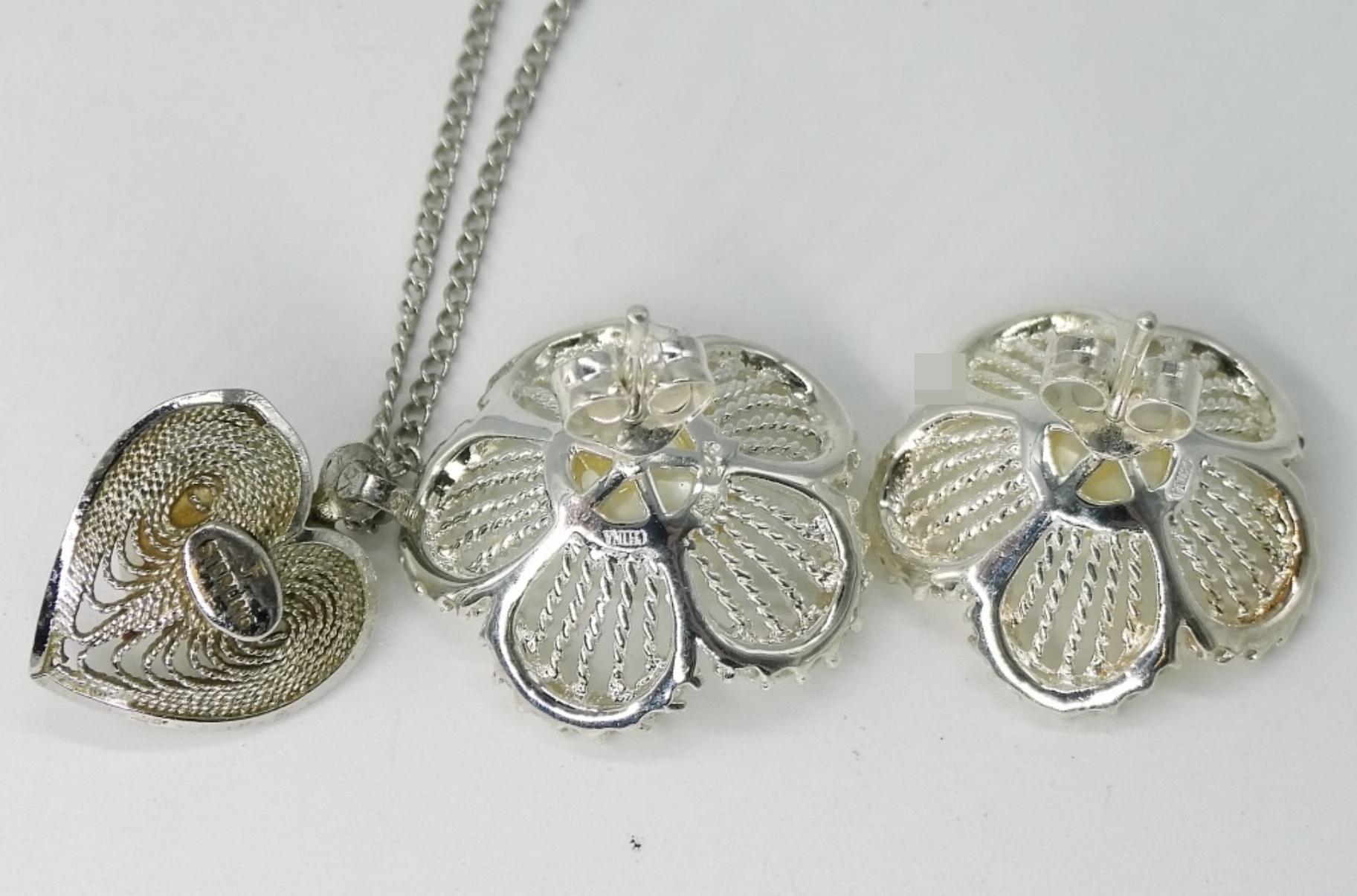 Sterling Silver Pearl Jewelry Set, 3 Pieces