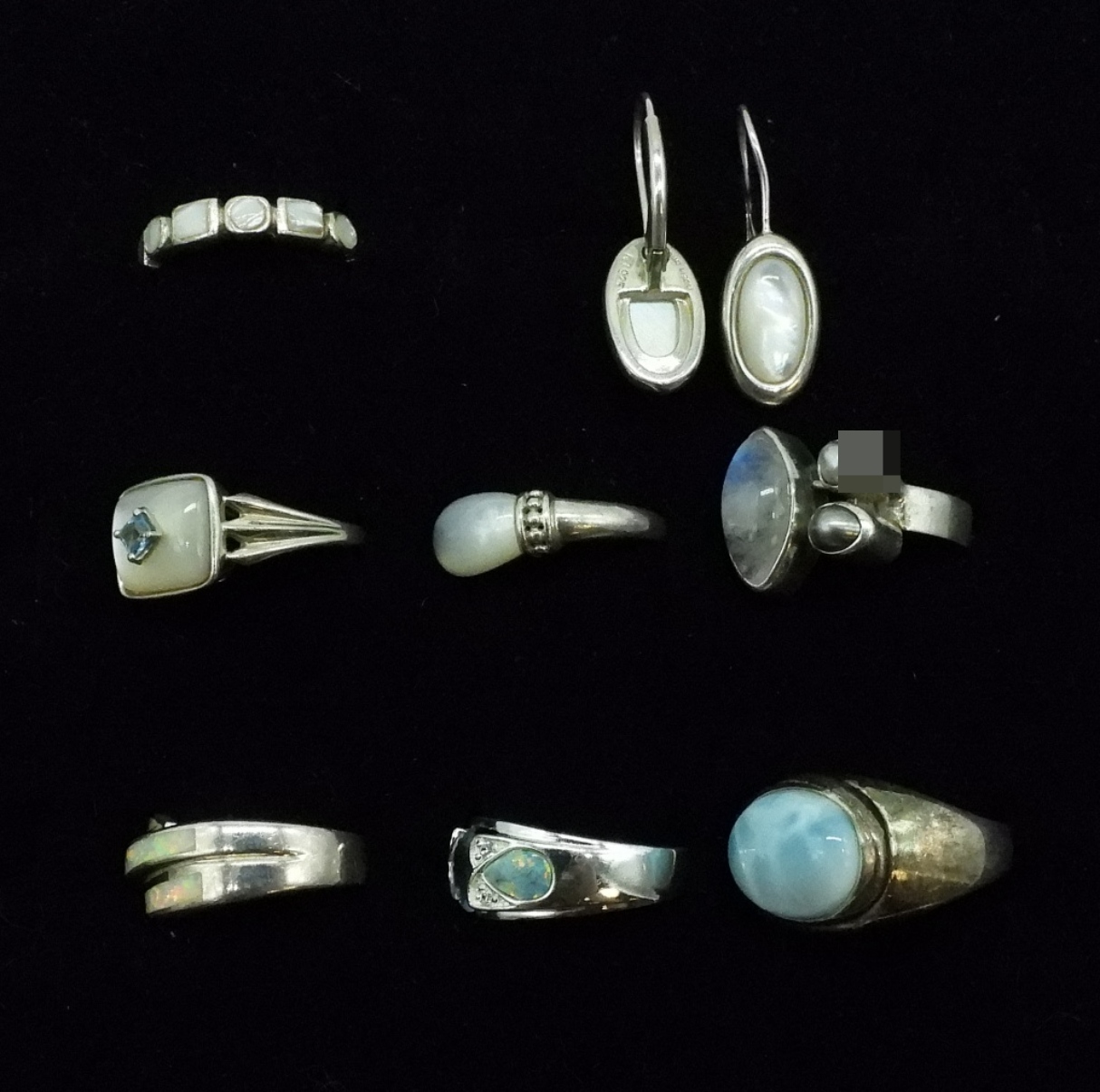 Sterling Larimar, Opal, Moonstone Jewelry Lot