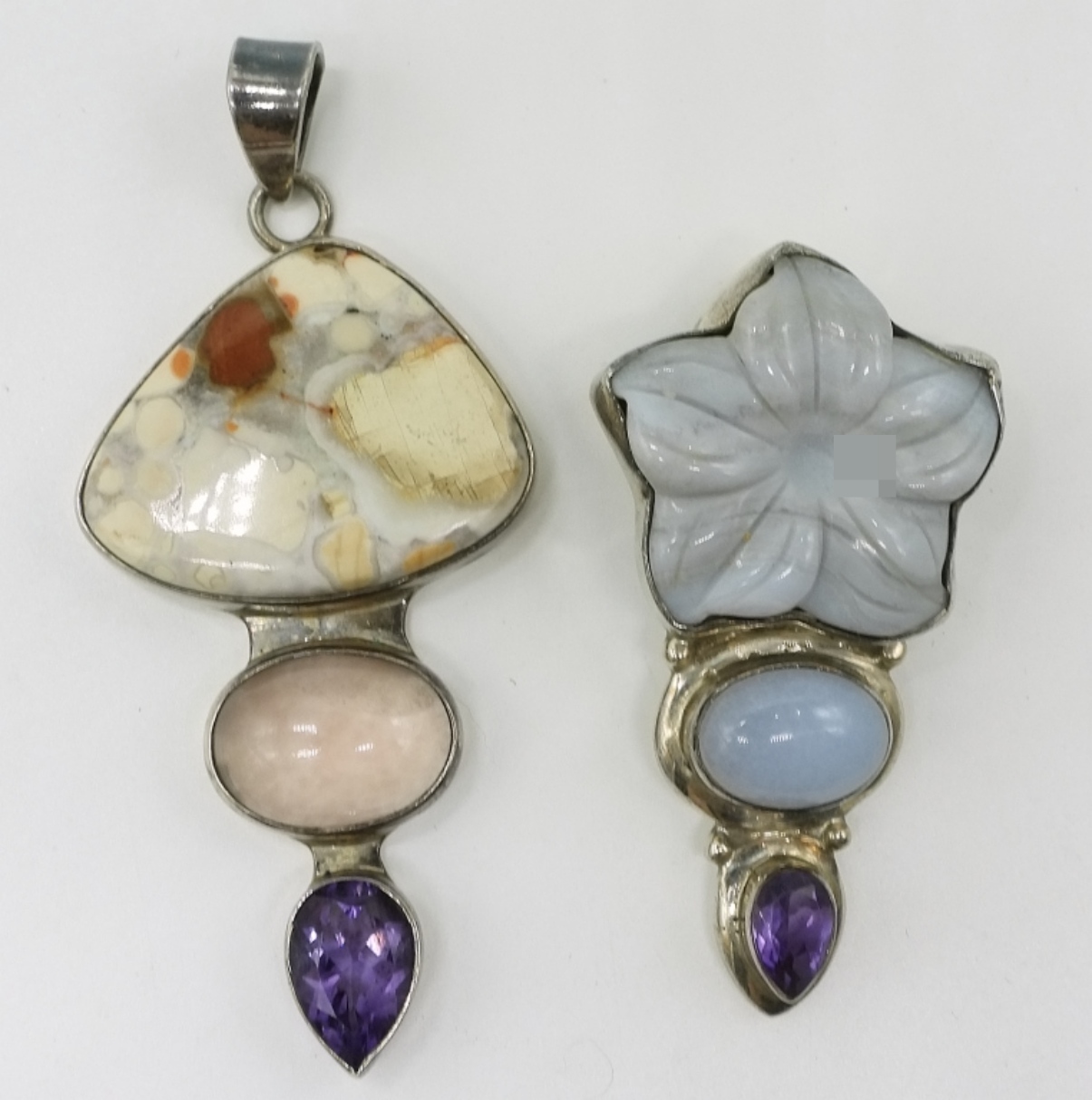 2 Sterling Gemstone Pendants