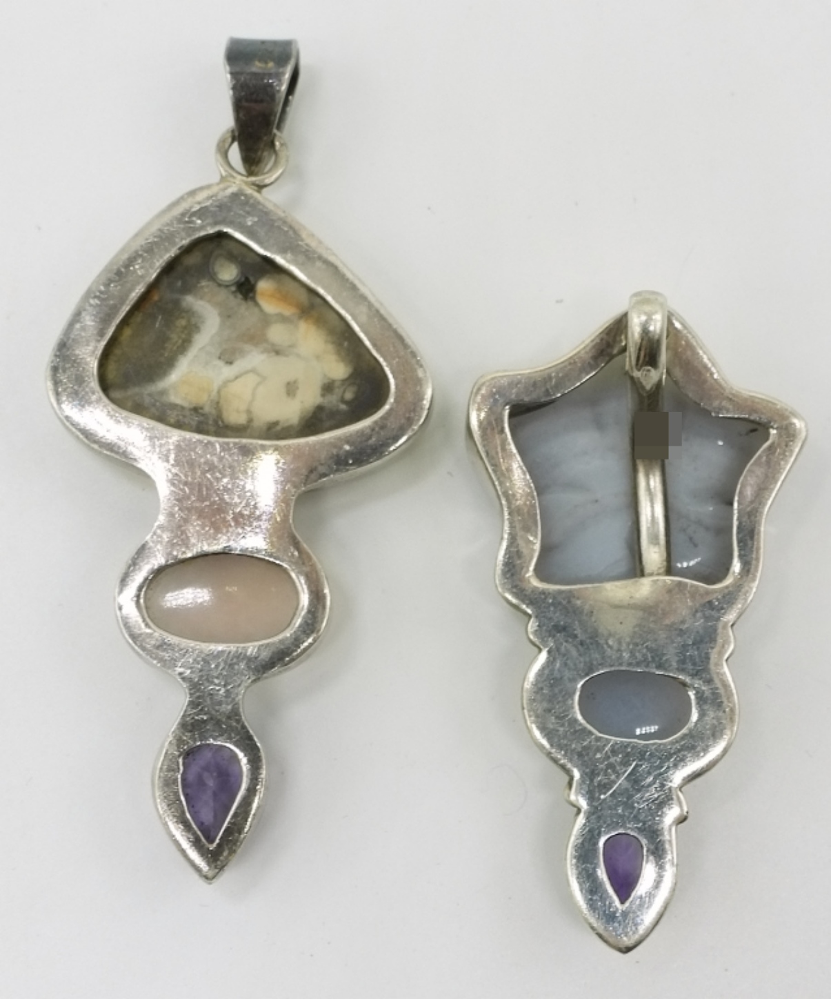 2 Sterling Gemstone Pendants