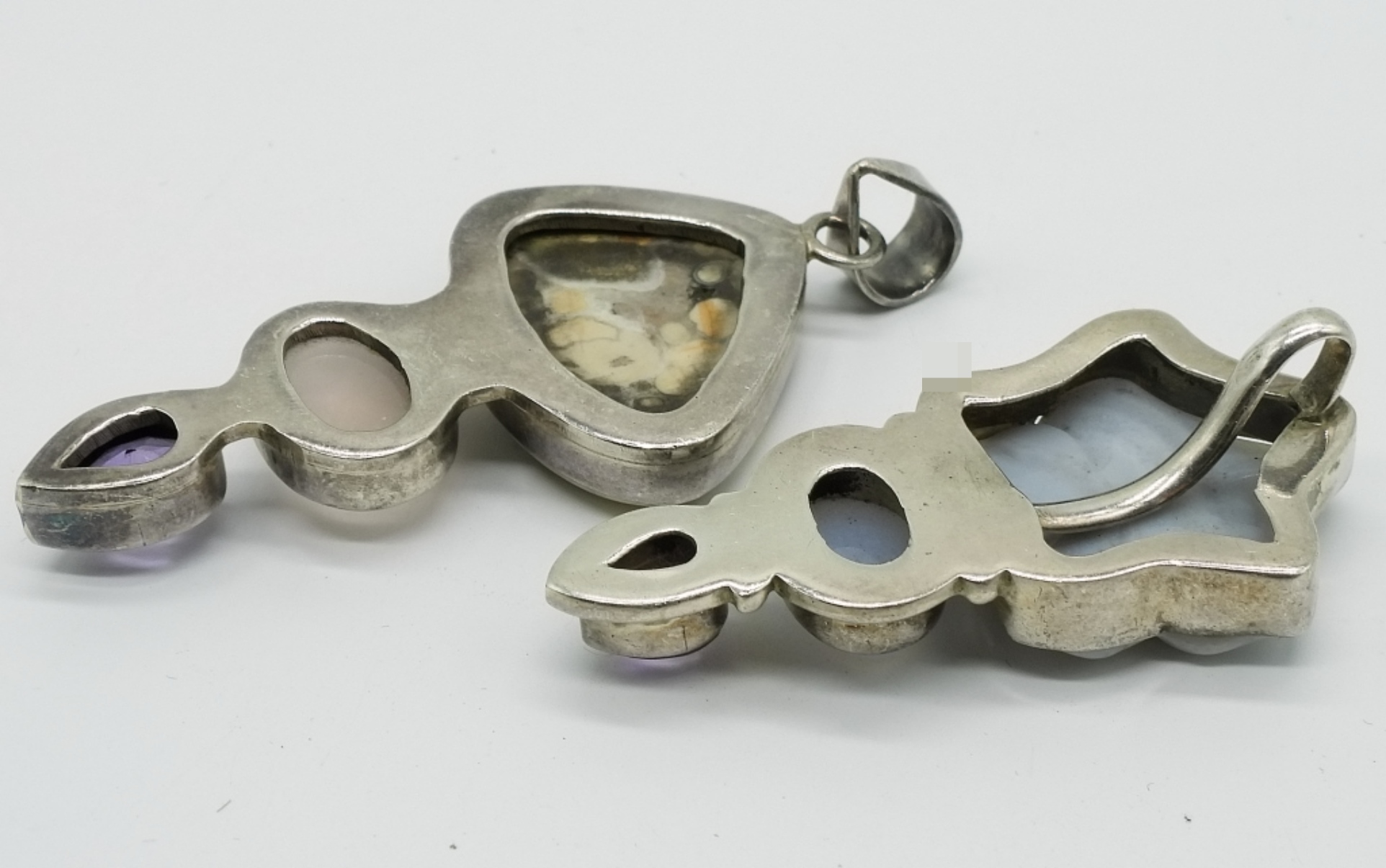 2 Sterling Gemstone Pendants