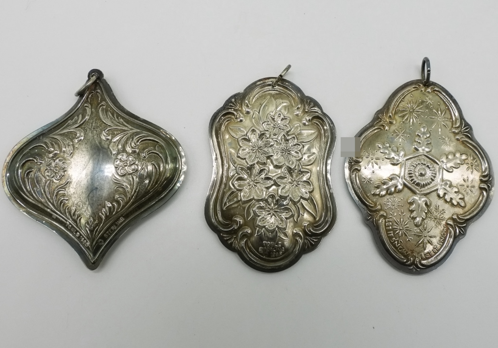 3 Towle Sterling Christmas Ornaments