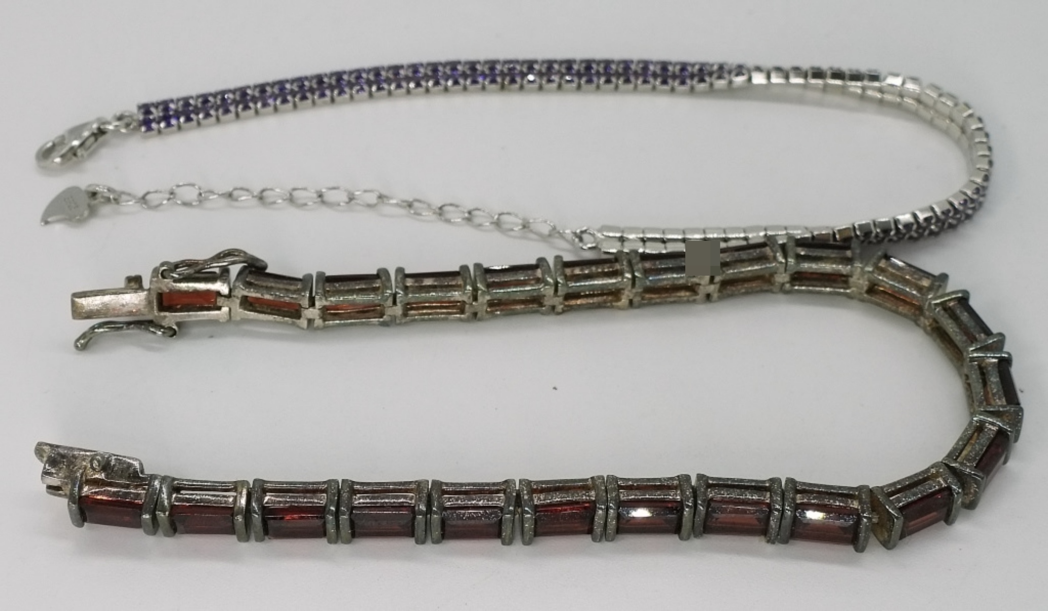 Sterling Garnet and Amethyst Bracelet Pair