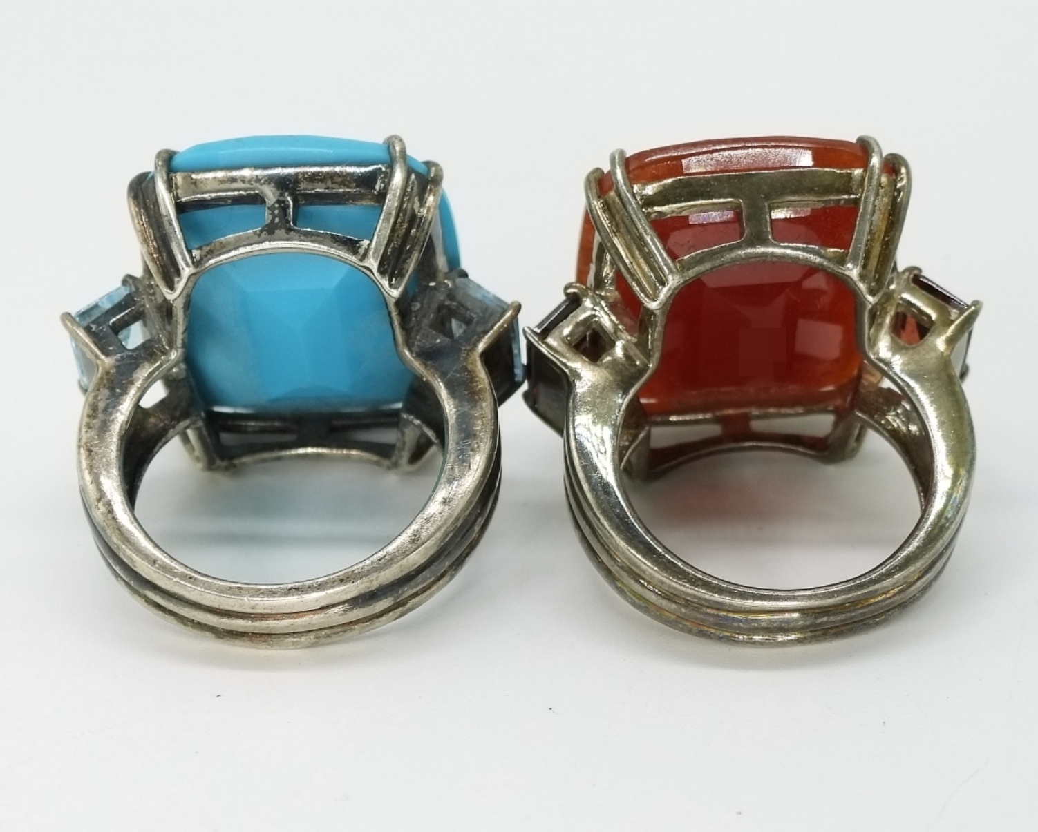 Sterling Turquoise & Garnet Ring Pair