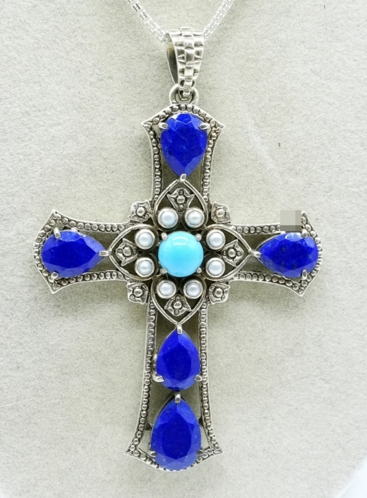 Two Sterling Cross Pendants & Chains